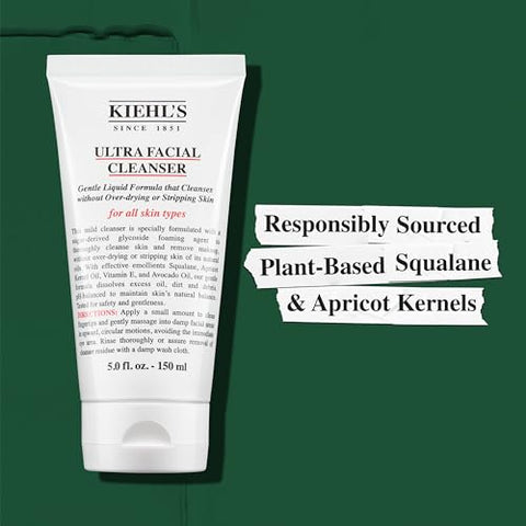Kiehl’s Ultra Facial Cleanser – Espuma Facial Leve, Fórmula Enriquecida que Repõe a Barreira da Pele, Esfolia e Hidrata Suavemente, Indicado para Todos os Tipos de Pele