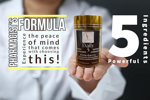 L & L Supplement - Complexo de Cogumelos LL Suplemento Diário 5 com Antioxidantes de Uso Geral | Fórmula do Farmacêutico
