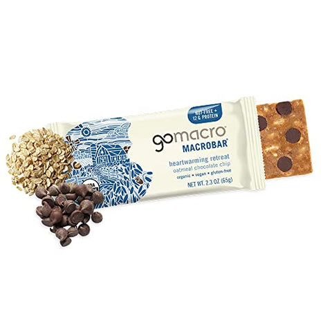 MacroBar – Barras de Proteína Vegana Orgânica Oatmeal Chocolate Chip (12 unidades de 65g) - GoMacro