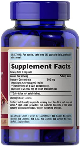 Puritan's Pride - Puritan’s Pride – Cápsulas de Cranberry One A Day, Twin Pack 240 Unidades – 240 Cápsulas