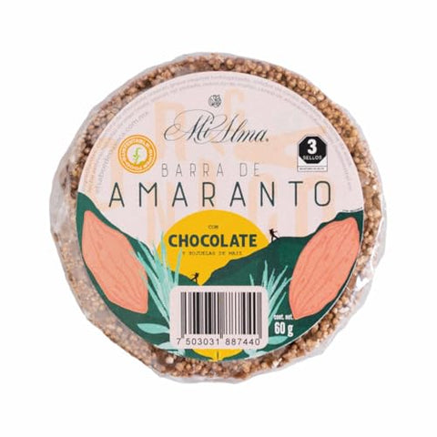 El Sabor de Oaxaca - Mi Alma, Barra de Amaranto com Chocolate e flocos de milho PREMIUM, Super Food, Sem Glúten, Snack Saudável, 240g