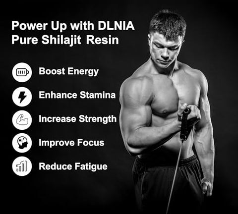 DLNIA - Shilajit Puro Himalaia Orgânico Resina de Shilajit Suplemento – Grau Ouro com 85 Minerais Traços e 75% de Ácido Fúlvico, Energia Total
