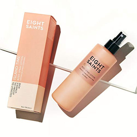 Island Time Loção Spray Corporal, Loção Corporal Natural e Orgânica para Pele Seca, Protege, Nutre e Hidrata, Fragrância de Coco, 240 ml - Eight Saints