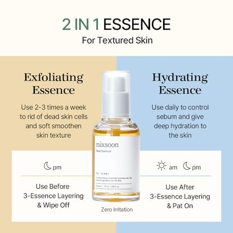 Essência de Feijão mixsoon, Vegansnail, Essência Esfoliante para o Rosto, Cuidados com a Pele Coreana Hidratante, Glassskin 50ml