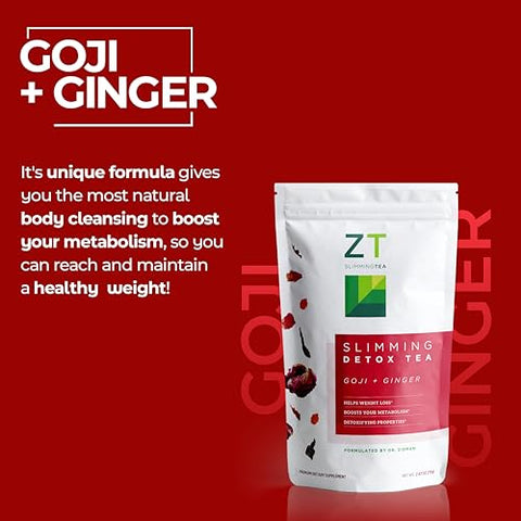 Dr. Zisman ZT Slimming Tea - Dr. Zisman ZT Slimming – Chá Detox Goji-Gengibre – Gerenciamento de Peso Saudável com Chá de Ervas Orgânico para Limpeza e Aceleração Natural do Metabolismo (Folhas Solta)