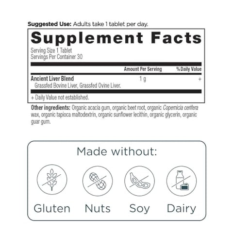 Suplementos de Órgãos Diários em Cápsulas Complexas de Órgãos de Gado Alimentado com Capim e Selvagem, Beef, 60g - Ancient Nutrition