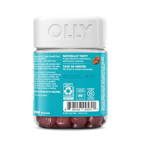 Goodbye Stress Gummy – Suplemento Relaxante com GABA, L-Theanine e Melissa, Sabor Berry – 42 Unidades - OLLY