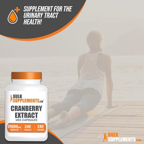 Cranberry Extract Capsules – BulkSupplements.com, Cranberry Supplement for Women – Vegan, 1 Capsule (25000mg Equivalent) per Serving, 240 Veg