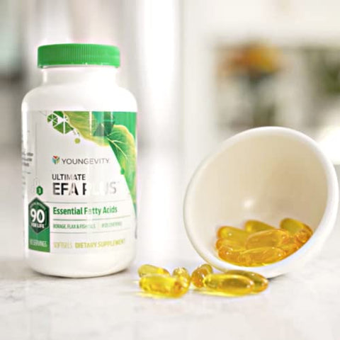 Ultimate EFA Plus – Ácidos Graxos Essenciais, 90 Soft Gels – Fórmula Balanceada de Óleo de Peixe para Saúde do Coração, Cérebro, Articulações e Pele – Suplemento de Ômega-3, Ômega-6, Ômega-9 para - Youngevity
