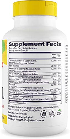 Suplemento de Minerais Quelatos com Selênio, Iodo e Magnésio – 60 cápsulas - Healthy Origins