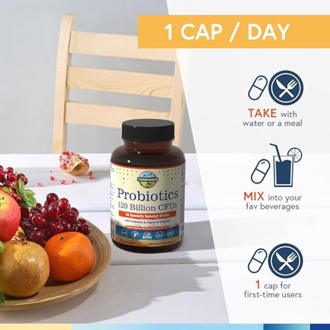 Probióticos 120 Bilhões com Prebióticos – Fórmula Avançada para Saúde Digestiva - Terranics