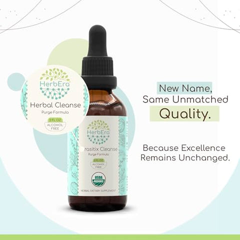 HerbEra - Tintura Herbal Cleanse B120 Orgânica Certificada USDA Sem Álcool | Fórmula de Desintoxicação e Limpeza | Suplemento de Extrato | Erva de Absinto Orgânica, Casca de Nogueira Preta, Botões de Cravo | Elimine