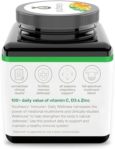 Immune Daily Wellness – Suplemento Vegetariano de Suporte Imunológico com Vitamina C e Vitamina D3 - Youtheory