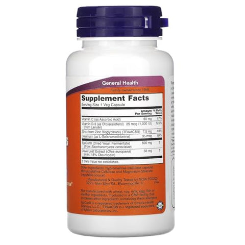 Supplements EpiCor® Plus Imunidade com Vitamina C, Suporte Imunológico Saudável, 60 Cápsulas Vegetais - NOW Foods