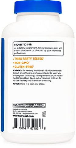 Vitamina C com Zinco Cápsulas, 120 Porções (2 Pacotes) – 1000mg Vitamina C, 45mg Zinco, Livre de Transgênicos, Sem Glúten - Nutricost