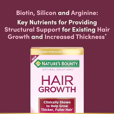 Nature's Bounty - Nature’s Bounty Suplemento para Crescimento Capilar, 1 por Dia, Clinicamente Comprovado para Apoiar Cabelos Mais Espessos e Cheios, com Biotina e Silício