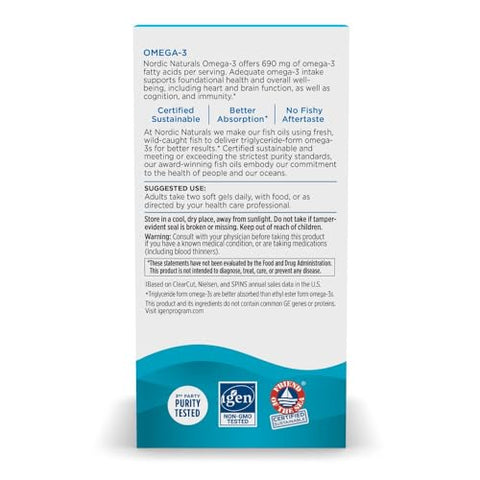 Ômega-3, Sabor Limão – 120 Cápsulas – 690 mg Ômega-3 – Óleo de Peixe – EPA - Nordic Naturals