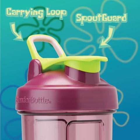 Spongebob Shaker Bottle Pro Series – Garrafa Shakeira Perfeita para Shakes de Proteína e Pré-Treino, 28 ml, Vermelha, Meu Nome Não é Rick - BlenderBottle