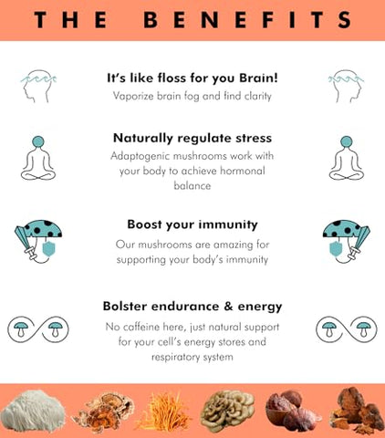 Gummies de Cogumelos Superfood | Suplemento Diário Delicioso de Cogumelos | Leão Mane Reishi Cordyceps Turkey Tail Chaga Maitake | Gummies de Cogumelos - BRAIN WAVE