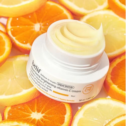 Belif Aqua Bomb Creme Facial Hidratante Vitamina C Iluminador, com Ácido Hialurônico, Vitamina C – 50g