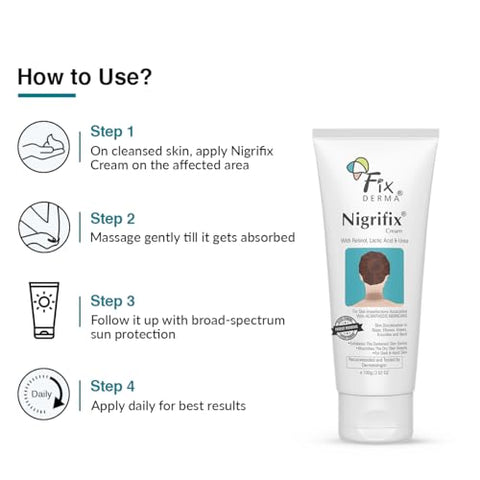 Nigrifix Creme para Acanthosis Nigricans com Ácido Lático | Creme com Retinol Testado por Dermatologistas | Útil para Partes Escuras do Corpo como Pescoço, Tornozelos, Axilas | 50g - FIXDERMA