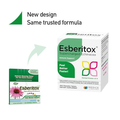 ESBERITOX - Supercharged Echinacea – Suporte Imunológico – Suplementos Herbais – Raiz de Indigo Selvagem – Flor-de-cone Roxa – Fabricado na Alemanha – 200 Comprimidos