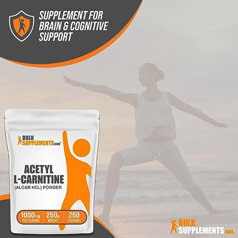 com Acetyl L-Carnitine Powder – ALCAR Powder, 1500mg por Porção, 250g (Pack de 1) - BulkSupplements