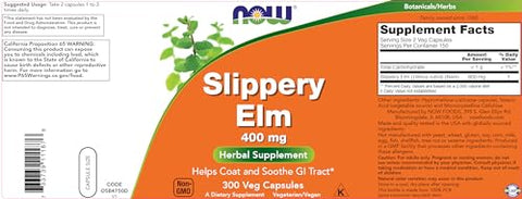 NOW Foods - Now Slippery Elm 400 mg – 300 Cápsulas Vegetarianas (Pacote com 2) – Marca em Destaque