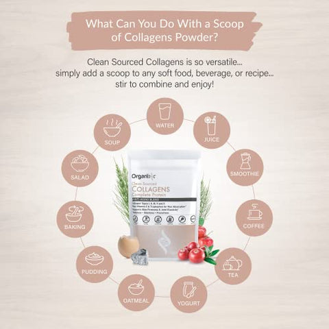 Colágeno Hidrolisado em Pó com Vitamina C, Tipos I, II, III, V, X – Cabelo, Unhas, Pele, Osso | Organixx - Organixx