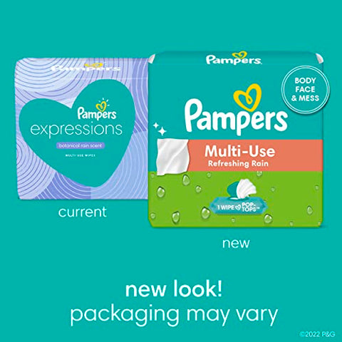 Lenços Umedecidos Multiuso, Chuva Refrescante, Corpo, Rosto – 80 Unidades - Pampers