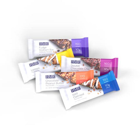 Bar, Pack com Variedade de Barras de Proteína | Lanche Nutritivo para Apoiar a Manutenção do Peso | Sobremesa de Baixa Caloria | 10g de Proteína | 5 Sabores Diferentes, 24 Unidades - HMR