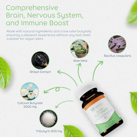 Return Healthy - Suplemento de Saúde Intestinal Duplo Butirato | Probiótico – Melhore sua saúde intestinal com o poder do Butirato e Probióticos