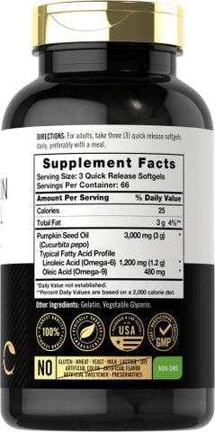 Carlyle - Óleo de Semente de Abóbora | 3000mg | 200 Cápsulas Softgel | Fórmula Livre de Transgênicos e Glúten | Suplemento Alimentar Prensado a Frio | por