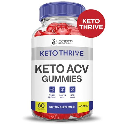 Justified Laboratories - (3 Pacotes) Keto Thrive Gomas de Keto ACV Fórmula Avançada 1000MG Keto Thrive Gomas de Keto Vinagre de Maçã Formuladas com Suco de Romã e Beterraba em Pó B12 Vegano Não GMO 180g