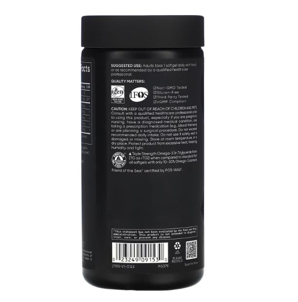Ômega-3 Fish Oil – Triplo Forte, 180 Softgels | Óleo de Peixe Ômega-3, Alta Potência | 180 cápsulas | Marca Sports Research - Sports Research