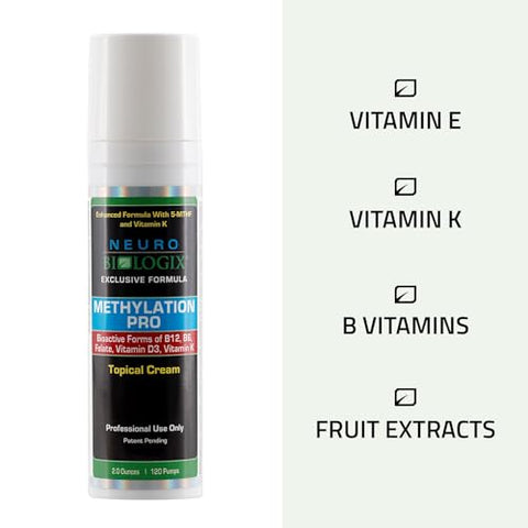 Methylation Pro – Creme Tópico com BioActive B6, B12, Metilfolato, Vitamina D e K1, Suporte para Humor e Saúde Imunológica - Neuro biologix