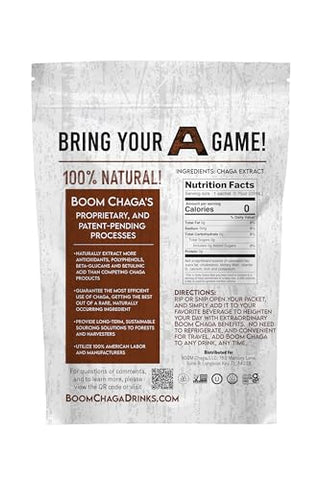 BOOM Chaga - Mushroom Superdrink: Concentrado Líquido com Antioxidantes para Anti-Inflamação e Reforço da Imunidade, Beta-Glucanos para Saúde Cardíaca, Livre de Oxalato, 31 Pacotes Individuais