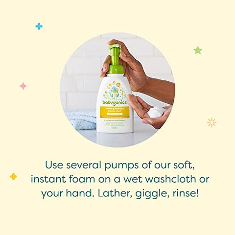 Shampoo e Sabonete Líquido para Bebês, Frasco com Dosador, Sem Fragrância, Hipoalergênico e Sem Lágrimas, 473 ml, Embalagem Pode Variar - Babyganics