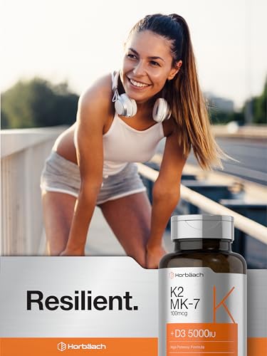 Vitamina D3 K2 | 5000 UI de Vitamina D | 60 Cápsulas | Saúde Óssea e Imunidade - Horbäach