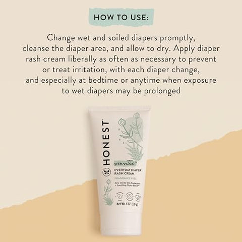 Creme para Assaduras de Fraldas Hypoallergenic da The Honest Company | Pomada Calmante Hidratante com Óxido de Zinco | Reconhecido pela NEA, Livre de Crueldade | Tamanho Econômico, 6 g