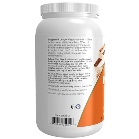 Suplementos, Casca de Psyllium Integral, Verificado pelo Projeto Non-GMO, Fibra Solúvel, 680g - NOW Foods