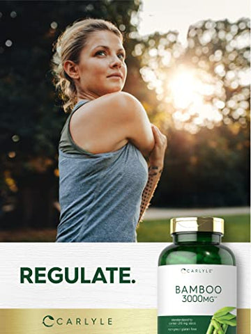 Extrato de Bambu Cápsulas | 3000mg | 300 Unidades | 210mg Sílica | Suplemento Sem OGM, Sem Glúten - Carlyle