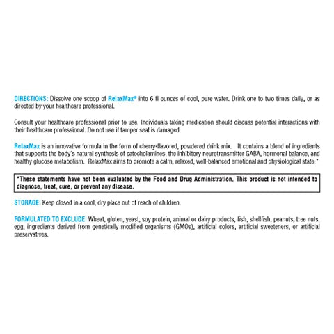 RelaxMax Drink Mix – Suporte Hormonal para Relaxamento e Resiliência ao Estresse – Pó de Magnésio com Myo-Inositol, GABA, L-Theanine – Sabor Cereja para Suporte de Humor - XYMOGEN