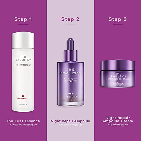 Time Revolution Night Repair Ampoule Cream (5ª Geração) 50ml – Creme Noturno de Reparo Profundo Triplo Fermentado – Reparação Noturna para Radiância Aumentada, Cuidados com a Pele Coreanos - MISSHA