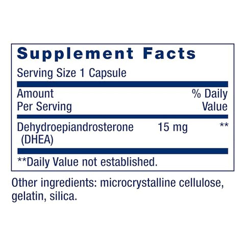 DHEA 15 mg – Equilíbrio Hormonal Saudável, Saúde Cardiovascular, Suporte para Massa Muscular Magra – 100 Cápsulas - Life Extension