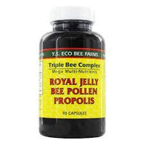 Ys Organic Bee Farms - YS Organics Complexo Triplo de Abelhas – Geléia Real, Pólen de Abelha, Própolis – 90 Cápsulas – 2 Pacotes