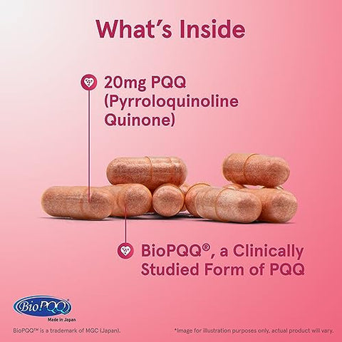 PQQ 20 mg – Suporte para Coração, Cérebro e Metabolismo – 60 Cápsulas Vegetarianas – Fórmula de 60 Dias - Jarrow Formulas