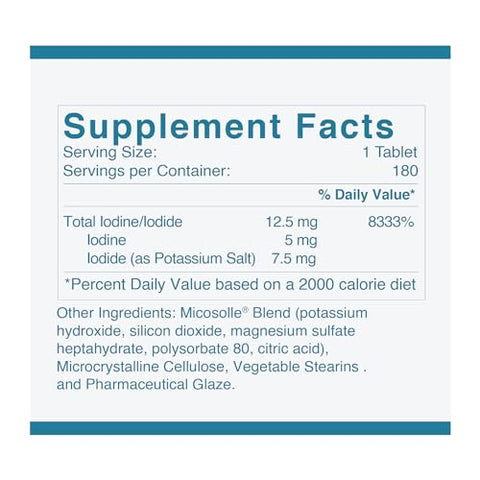 Optimox - Iodoral 12.5 mg – Suplemento de Iodo para Suporte da Tireoide, Comprimidos de Iodeto de Potássio, Solução de Lugol, Vitaminas e Minerais Diários, Comprimidos de Iodo de Alta Potência – 180 Comprimidos 1-Pack