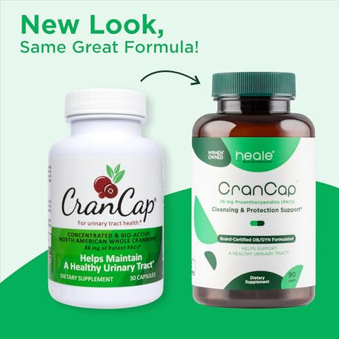 CranCap - Heale – Cranberry Pills 90 Cápsulas – Saúde do Trato Urinário – 36mg de PACs Potentes – Não Transgênico, Vegano, Sem Glúten