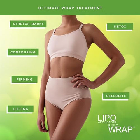 lipo applicator - Ultimate Body Wrap com Guaraná, Chá Verde e Algas Marinhas para Estômago Barriga Pernas Braços Abdômen. 4 Envoltórios